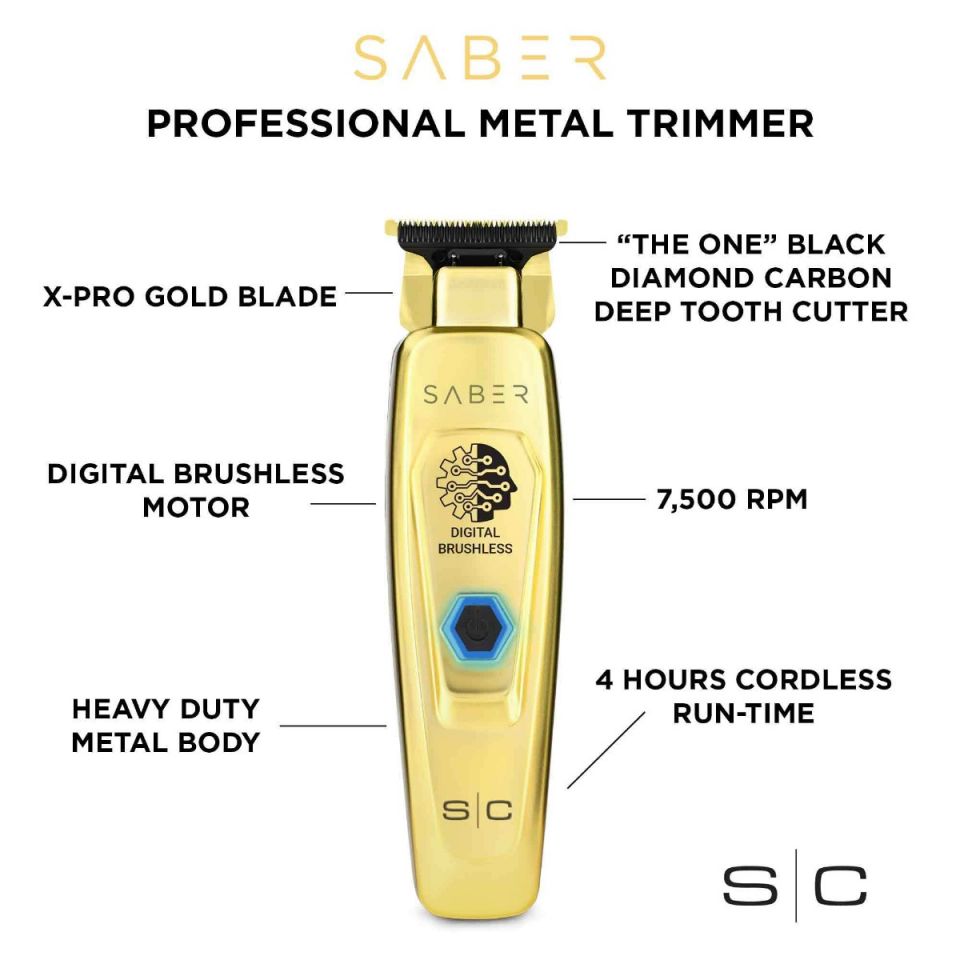 Style Craft Saber Professional Full Metal Body Digital Brushless Motor Cordless Hair Trimmer SC405G