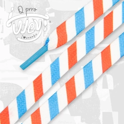Barber Caramel White, Blue And Red Stripes Printed Shoelaces