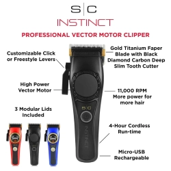 StyleCraft Instinct Vector Motor Cordless Hair Clipper With Intuitive Torque Control SC607M