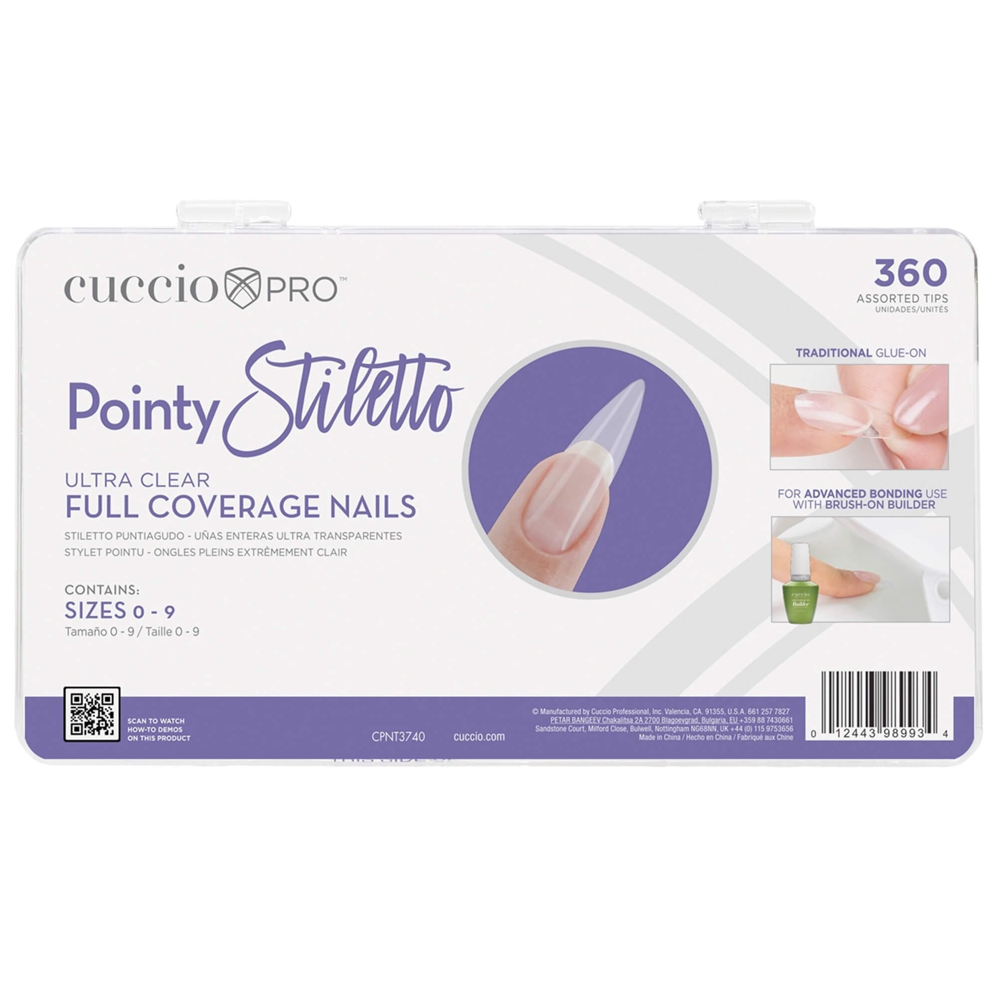 Cuccio Pointy Stiletto Full Coverage Nails – Ultra Clear (Box 360)