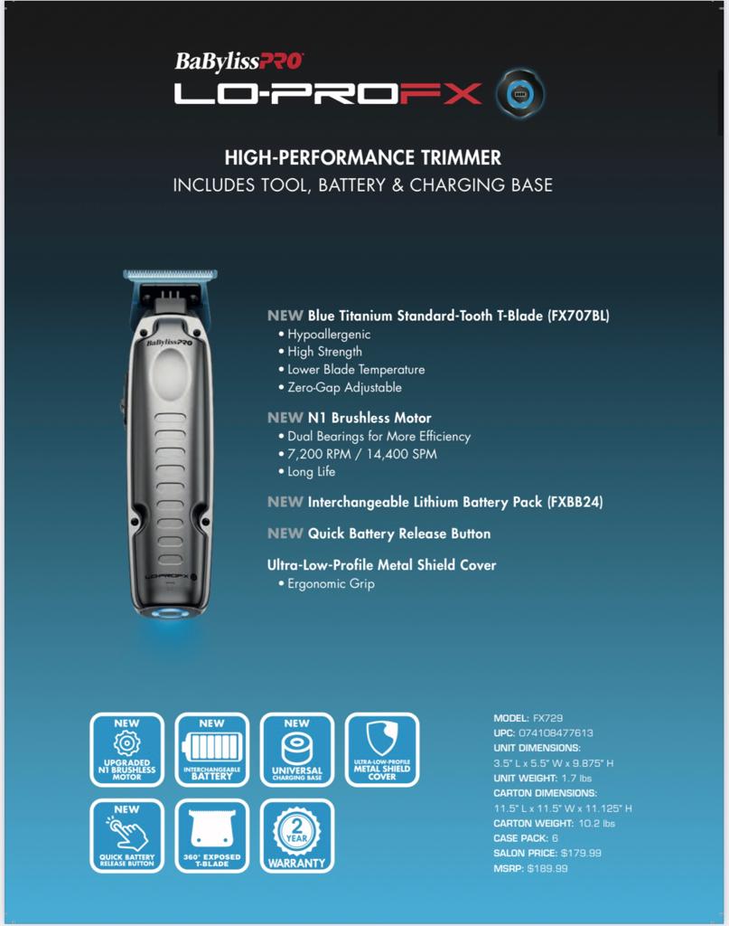 thumbnail image 2 of BaByliss PRO FXONE LO-PRO FX One Clipper & Trimmer – Blue, Cordless, W/ Battery & Stand 2 of 4