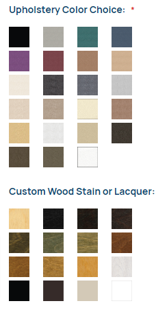 living earth crafts Nuage upholstery color and custom stain color