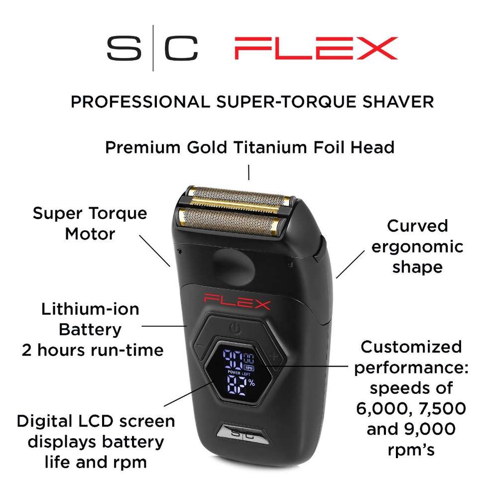 StyleCraft FLEX – Electric Foil Shaver With Super Torque Motor, Gold Titanium Foil Head – SC806B