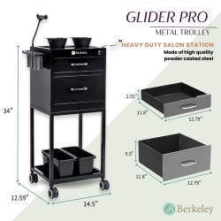 GLIDER PRO Metal Trolley with 2 Magnetic Bowls 3