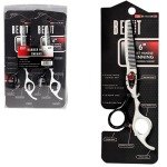 BEAUT OFFSET HANDLE THINNING SHEARS 6 W TENSION KNOB BLACK WHITE 6SC-OF TK5 BW TH