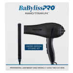 BaBylissPRO Nano Titanium Lightweight Ionic Hair Dryer & 1 Ultra-Thin Flat Iron Value Set - Matte Black (BNTPPMB415)