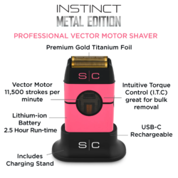 StyleCraft Instinct Metal Shaver - Double Foil With IN2 Vector Motor And Intuitive Torque Control (Pink) - SC807PK