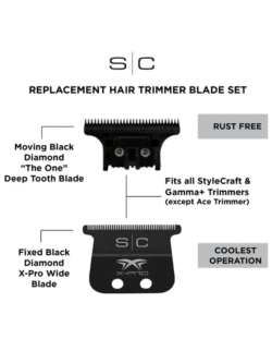 StyleCraft Fixed Black Diamond X Pro Wide Blade w Black Diamond The One Cutter SC536B 1