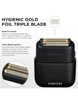 Cocco IMPACTO Shaver Hygienic Gold Foil Triple Blade Wet Dry Use IMPS BLACK 2