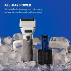 BaBylissPRO Limited Edition FXONE All-Metal Interchangeable Battery Double-Foil Shaver FrostByte FX79FSTW