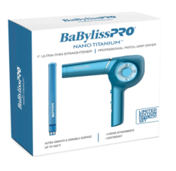 BaBylissPRO Nano Titanium 1 Ultra-Thin Flat Iron & Pistol-Grip Classic Hair Dryer BNTPP36