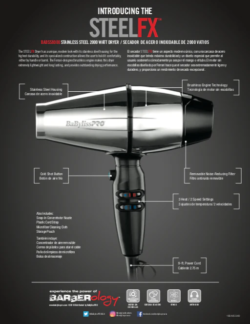 BaBylissPRO STEELFX Stainless Steel 2000-Watt Hair Dryer #BABSS8000