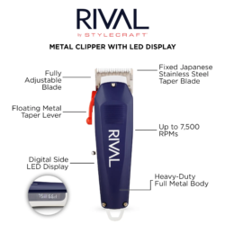StyleCraft Rival Metal Hair Clipper with Digital Display SC621BL 6