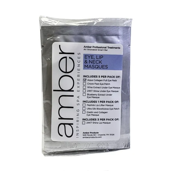 Amber Pro Masque – Aqua Eye Pads Under Eye – Collagen (3 Packs,5 Per Pack-Individual Foiled Mask)