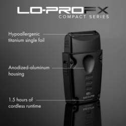 BaBylissPRO Lo PROFX Compact Series Single Foil Shaver Matte Black FXLPFS1MB 5